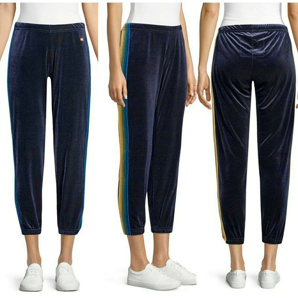 Aviator Nation Pants - AVIATOR NATION velvet joggers velour sweatpants leisure pants navy green Size M